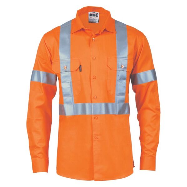 Mens HiVis D/N Cotton Shirt with Cross Back Generic R/Tape Thumbnail