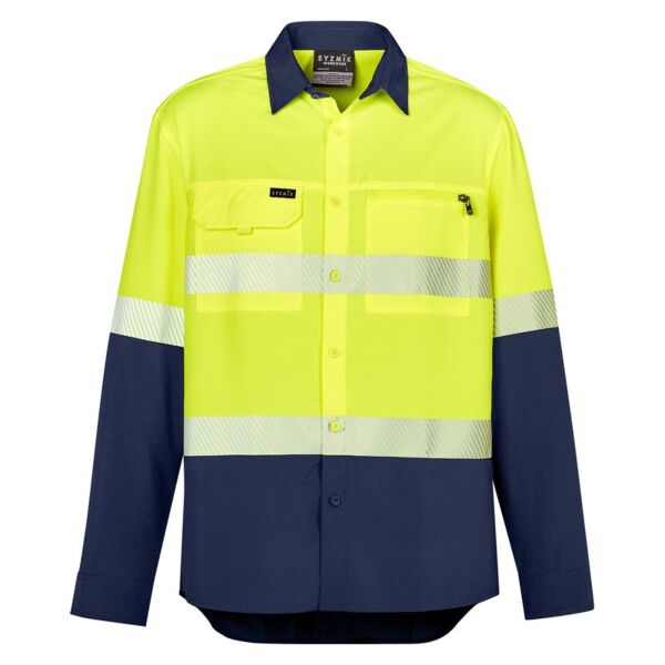 Mens Hi Vis Outdoor Segmented Tape Long Sleeve Shirt Thumbnail