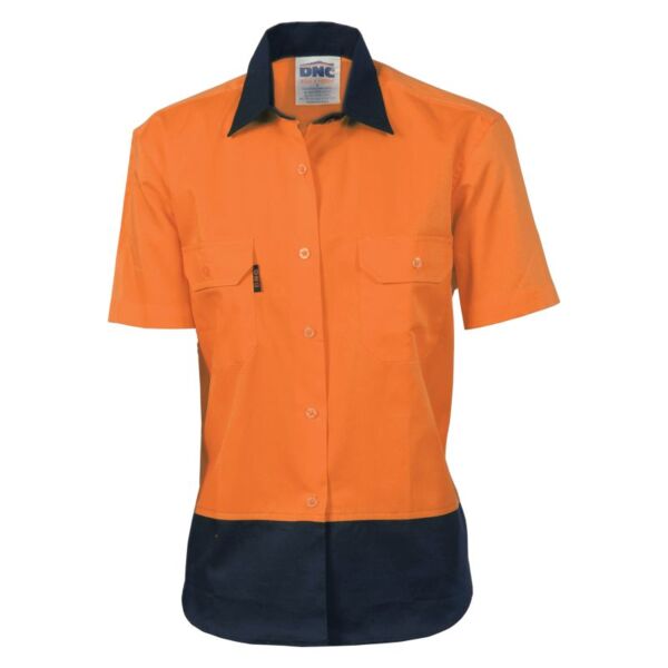 Womens HiVis 2 Tone Cool-Breeze Cotton Short Sleeve Shirt Thumbnail